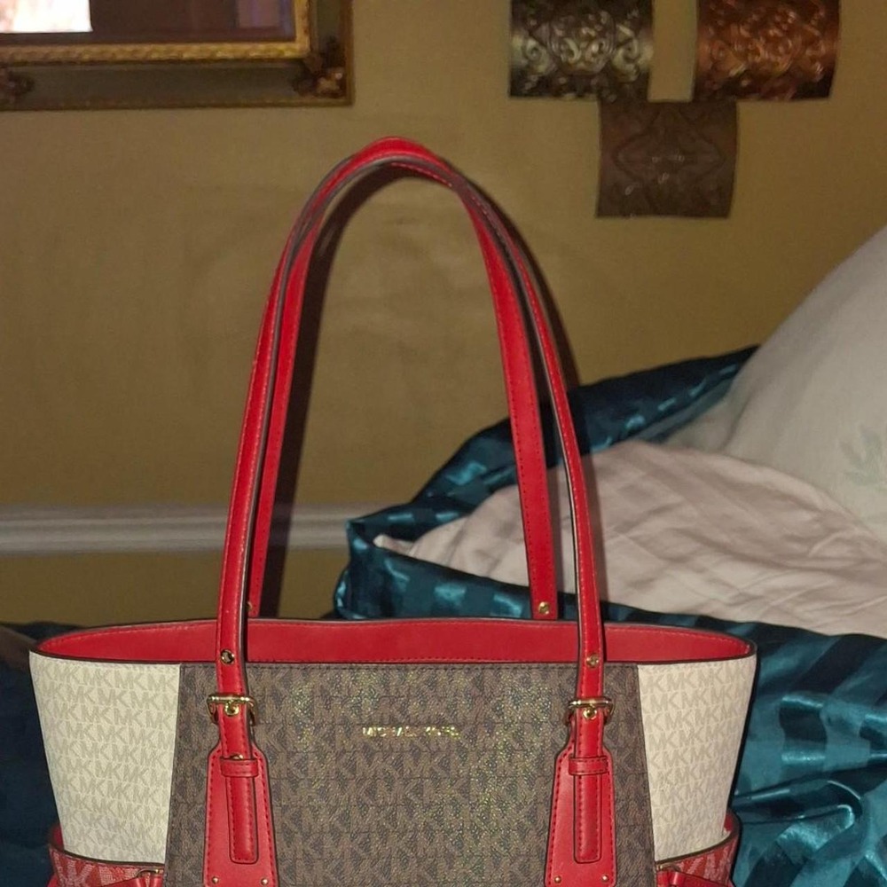 Michael Kors Large Brown & Red Tote